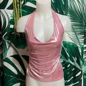 Shiny Pink Halter Top